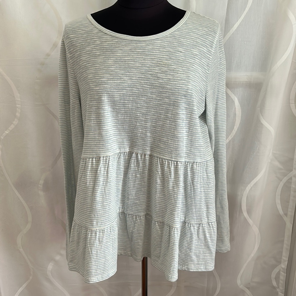 LOFT Light Gray Striped Blouse